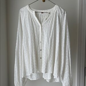 Free People White Button-Up Blouse